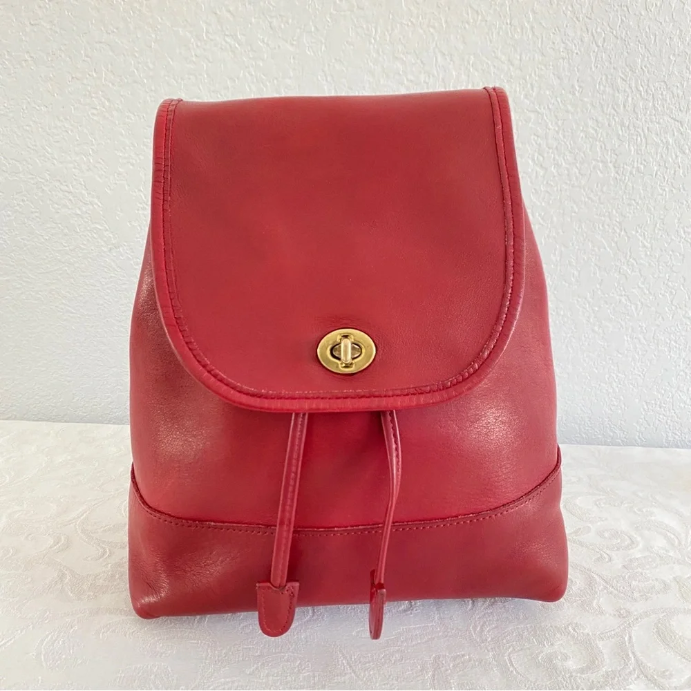 Vintage coach Leather Backpack red
